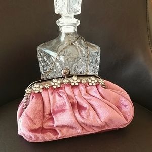 Cargo fuzzy pink clutch